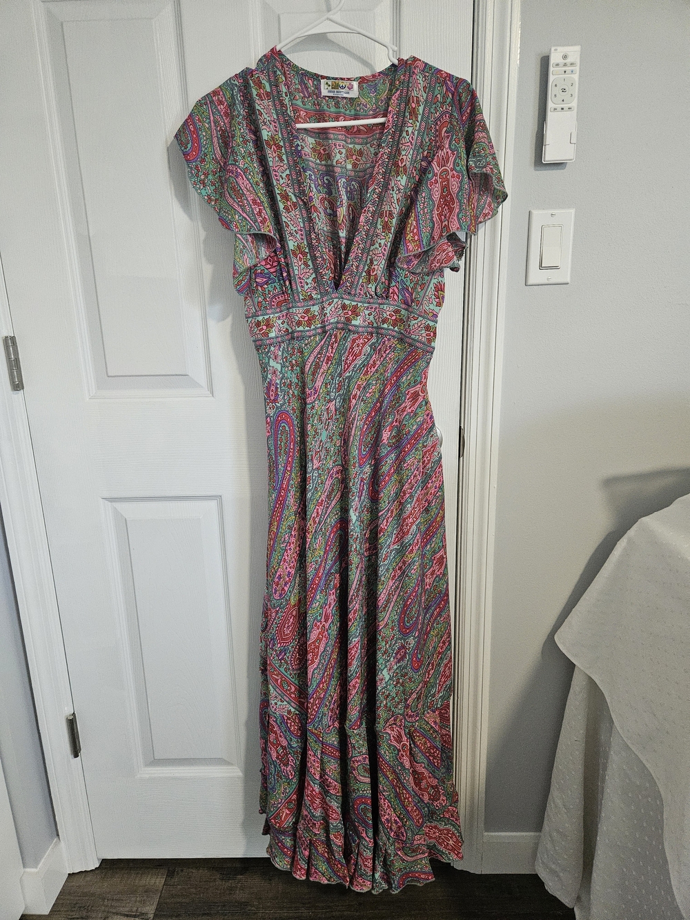 India Boutique Pink & Green Paisley Maxi Dress